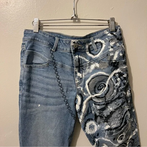 Upcycled Old Navy Super Skinny Mid Rise Jeans Women’s 10 - Picture 1 of 16